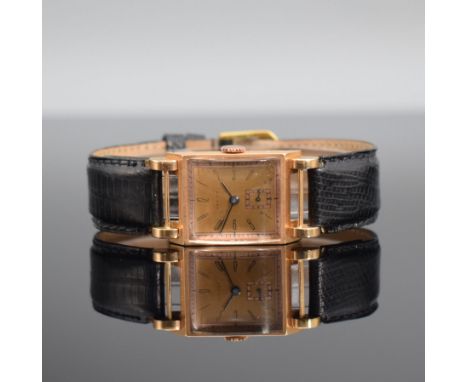 ZENITH Damenarmbanduhr in RG 750/000,  Schweiz um 1945,  Handaufzug, Boden aufgedr., goldfarb./lachsfarb. Zifferbl. m. arab. 
