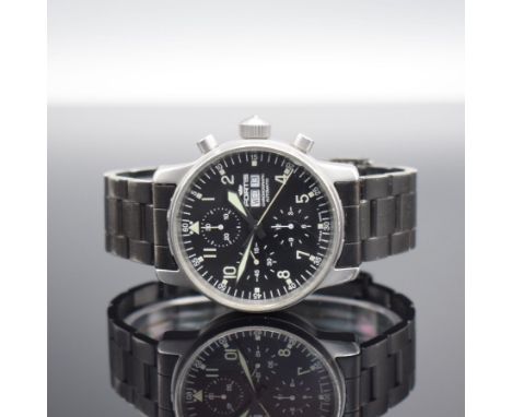 FORTIS Flieger Armbandchronograph in Stahl,  Schweiz um 1995, Automatik, Ref. 597.10.141.1, Boden verschr., orig. geschw. For