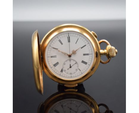 TEMPORA Herrensavonette in GG 750/000 mit Minutenrepetition &amp; Chronograph,  Schweiz für den Deutschen Markt um 1900, 3-De