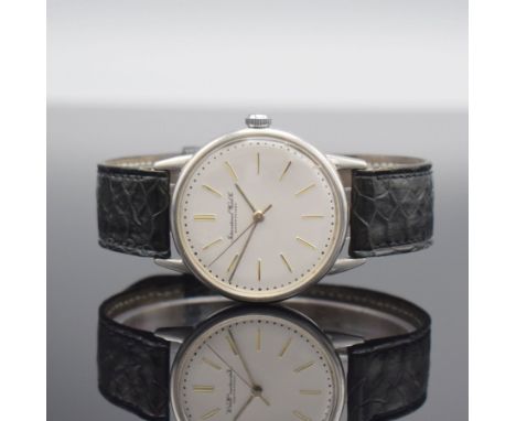 IWC Herrenarmbanduhr in Stahl Kaliber 89,  Handaufzug, Schweiz um 1954, 3-teil. Geh., Boden &amp; Glasrand aufgedr., silb. Zi