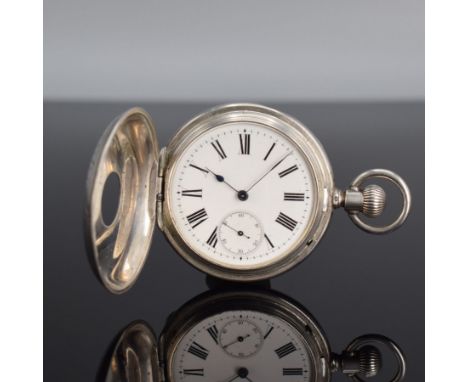 LONGINES 1/2 Savonette Herrentaschenuhr in Silber,  Schweiz um 1890, aufw. grav. Geh. dell., beide Schalen ber., Boden im Zen