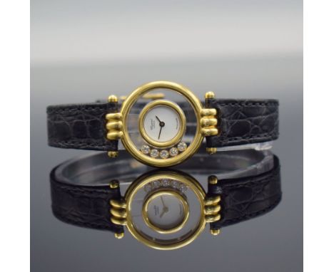 CHOPARD Damenarmbanduhr Happy Diamonds in GG 750/000 Referenz 4105,  quarz, orig. Lederband m. orig verg. Dornschl., beids. v