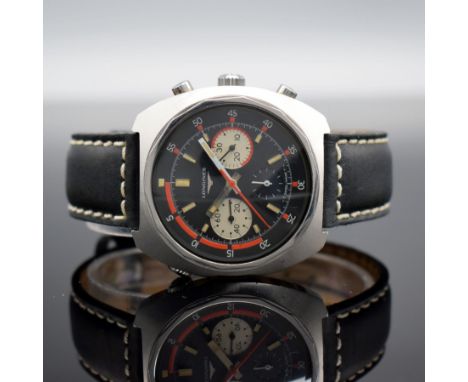 LONGINES Herrenarmbanduhr mit Chronograph in Stahl Kaliber Valjoux 72, Schweiz um 1968, Handaufzug, Ref. 8224-1, verschr. Bod