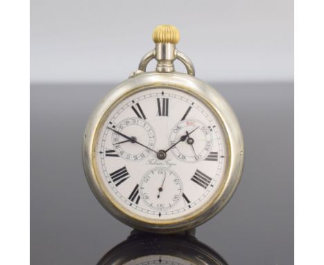 PAUL BUHRE offene Herrentaschenuhr,  Schweiz f. d. russ. Markt um 1900, Nickelgeh. dell., Cuvette sign. 'Paul Buhre Lieferant