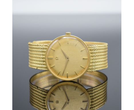 OMEGA Herrenarmbanduhr in GG 750/000 Referenz 14372/14376,  Schweiz um 1960, Handaufzug, Boden &amp; Glasrand aufgedr., Band 