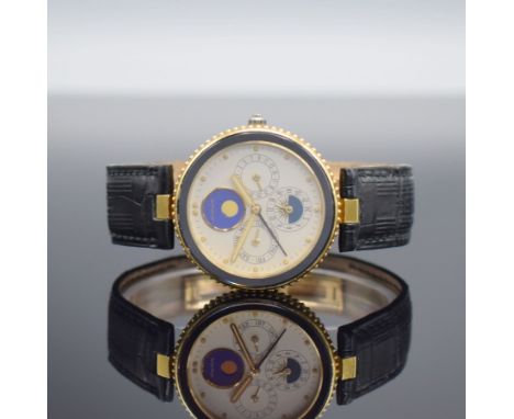 GERALD GENTA Gefica Armbanduhr mit Vollkalender &amp; Wecker in GG 750/000 Referenz G 2778.7,  quarz, Boden verschr., Mineral