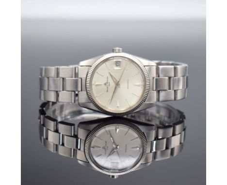 BAUME &amp; MERCIER Baumatic Armbanduhr Referenz 1187 in Stahl  Schweiz um 1970, Automatik, 2-teil. Geh., Boden geschr., orig