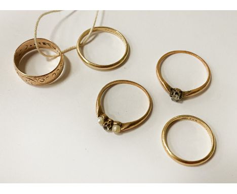 QTY OF 14CT GOLD RINGS - SIZES K,O,P - APPROX 10 GRAMS