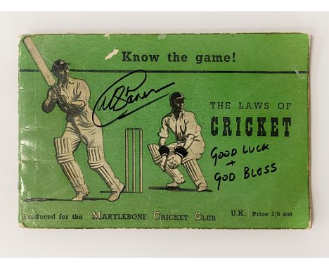 AUTOGRAPH MONTY PANESAR (ENGLISH INTERNATIONAL CRICKETER) THE LAWS OF CRICKET MANUAL - PRINTED 1958 - SIGNED BY MONY PANESAR 