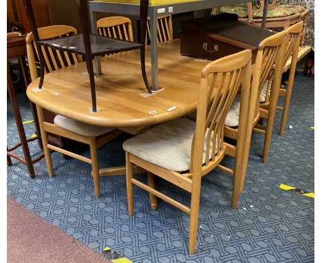 LIGHT OAK BENNY LINDEN DESIGN EXTENDING TABLE &amp; 6 CHAIRS