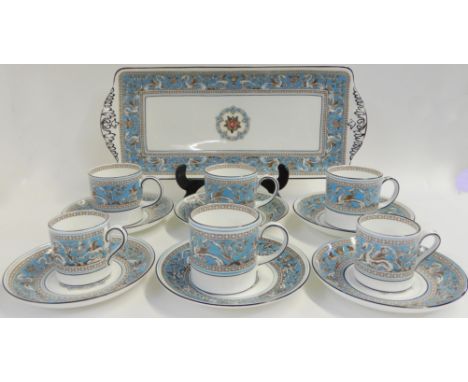 AN EXTENSIVE WEDGWOOD TURQUOISE FLORENTINE DINNER SERVICE comprising; twenty one 27cm plates, thirteen 23cm plates, twelve 20