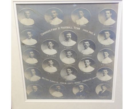 A SEPIA-TONED PHOTOGRAPH SWANSEA FIRST XV TEAM, SEASON 1903-4 the image, 37 x 28cm, 54 x 46cm overall, framed and glazed Cond