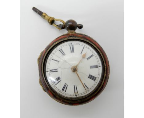 A GEORGIAN PAIR CASED POCKET WATCH IN TORTOISESHELL CASE the verge movement signed C. Charles London, silver inner case date 