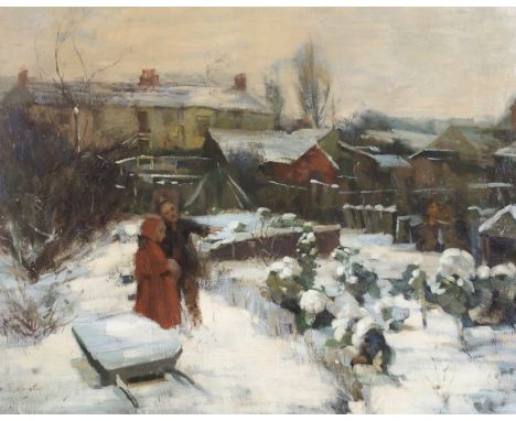 JOHN RENNIE MCKENZIE HOUSTON RSW (SCOTTISH 1856-1932) WINTER SUNSHINE Oil on canvas, signed, 71 x 91.5cm (28 x 36") St. Andre
