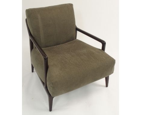 A PHILIPP SELVA INDIGO AMERICAN WALNUT ARMCHAIR with light grey cushions, 80cm high Condition Report: Available upon request