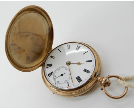 A 9CT GOLD JOHN FORREST FULL HUNTER POCKET WATCH with pattern hand engraved case, back and front. Hallmarked Chester 1909, di