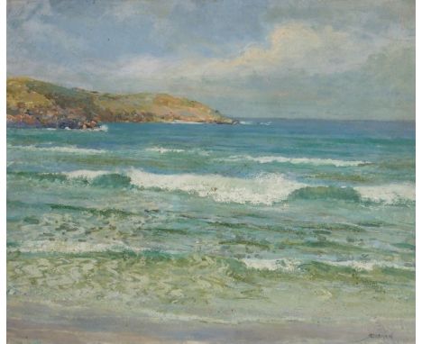 •ROBERT DONNAN (SCOTTISH C. 1863-1953) A SUMMER SEA Oil on board, signed, 49.5 x 59.5cm (19 1/2 x 23 1/2") Paisley Art Instit
