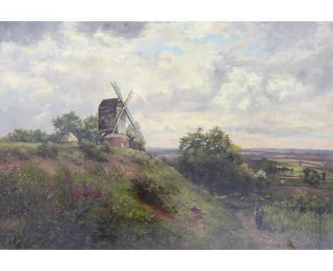 J F Wilkinson (19th. C), oil on canvas, 'Mid Surrey Hill', signed, 67 x 97cm. Condition - fair, restored and relined