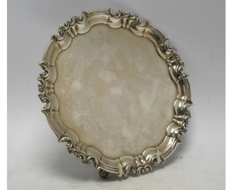 A George V silver waiter, William Hutton &amp; Sons Ltd, Sheffield, 1915, 21cm, 10.7oz. Condition - fair to good