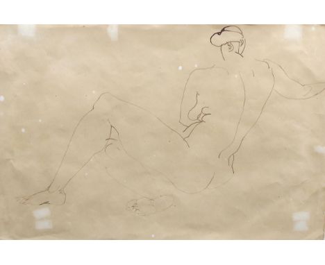 Henri Gaudier-Brzeska (French, 1891-1915), pen and ink on paper, Reclining nude, 26 x 38cm. Provenance: Colnaghi, thence priv