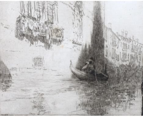 James McBey (Scottish, 1883-1959), dry point etching, 'The Passing Gondola', signed in ink and numbered XXVI, 21 x 26.5cm. Co