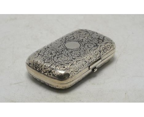 A late 19th century Russian 84 zolotnik and niello ovoid snuff box, Moscow, 1879, 96mm, gross 104 grams. Condition - poor to 