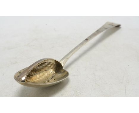 A George III silver Old English pattern basting/straining spoon, Smith & Fearn, London, 1791, 29.6cm. Condition - fairGood co