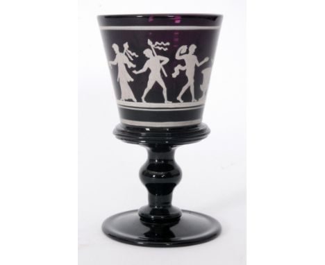 A 19th Century Stourbridge amethyst glass goblet, possibly Stevens & Williams, in the 18th Century taste with a large bucket 