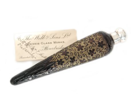 A late 19th Century Thomas Webb & Sons cameo glass lay scent of torpedo form, possibly George Woodall, cased in deep ruby ove