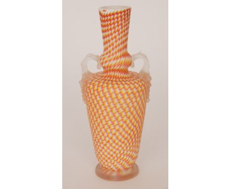 A large late 19th Century Bohemian glass vase by Franz Welz of shouldered ovoid form, collar neck with applied clear crystal 