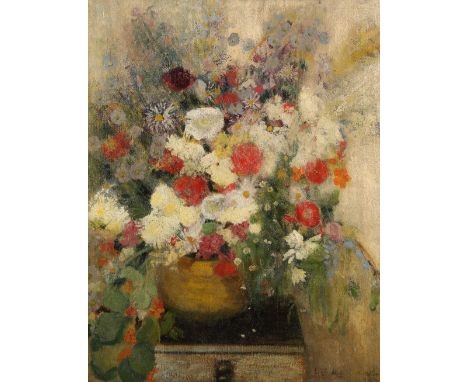 Lily MacDougall (1875-1958) ARR Framed oil on canvas, signed 'Summer Flowers' 90cm x 70cm Represented in the City of Edinburg