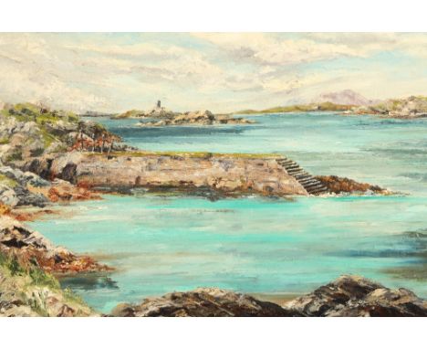 Louisa Maxwell (Irish 20th century) Framed oil on canvas, signed 'Irish West Coast, Seascape' 40cm x 75cm