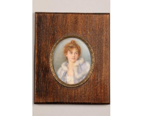 Louise B. Howitz (19th century) Phyliss portrait miniature on ivory, initialled L.B.H, in a beech and gilt frame, label verso