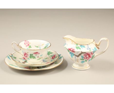 1920s Shelley Indian Peony six person tea set, pattern number 8811, comprising six Milton shape cups, six saucers, six side p