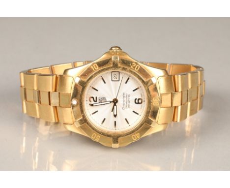Exclusive 18k solid gold Tag Heuer 2000 wristwatch , date aperture, chronometer certified automatic movement, solid gold brac