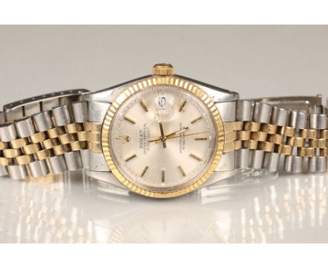 Gents Rolex Oyster perpetual Datejust superlative chronometer wristwatch, silvered dial with hour batons, date aperture on st