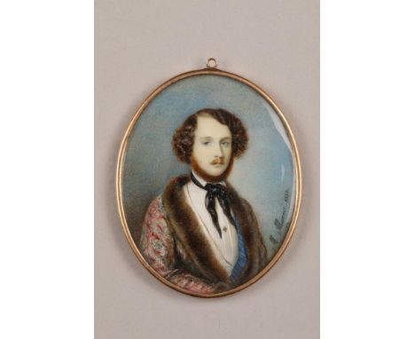 Michele Albanesi (1816 – 1878; Italian) a 19th century portrait miniature on ivory, depicting a  bearded gentleman wearing a 