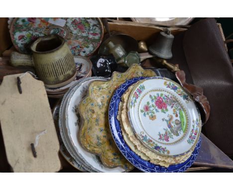 A collection of ceramics to include Spode , Doulton , ink bottles , a brass horse paper weight etc. (please see images)