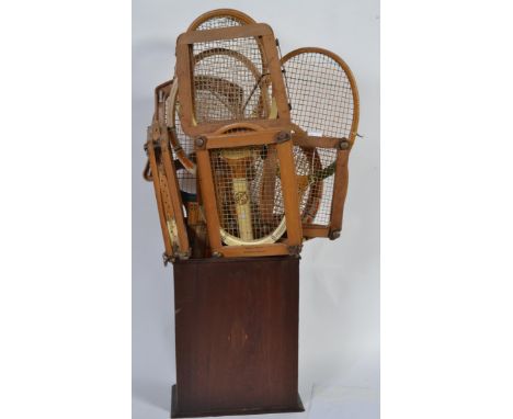 A large collection of 20th Century vintage badminton and tennis rackets