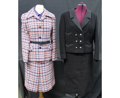 Collection of vintage clothing (60's-80's) to include: black Mansfield original by Frank Russell double breasted skirt suit, 