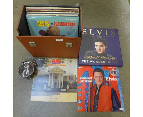 Elvis Presley; records, The Wonder of You box set and an alarm clock 