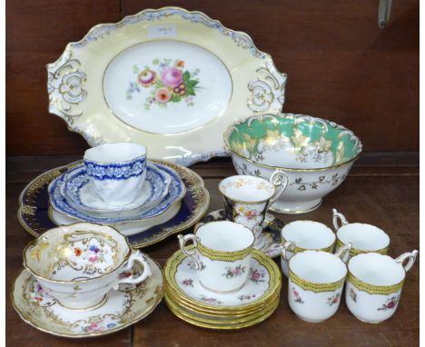 A collection of Coalport porcelain including cups and saucers, slop bowl, plate, etc. 