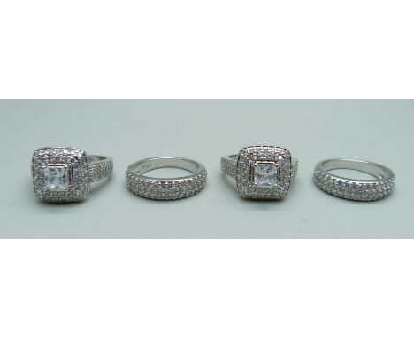 Four new and unused silver dress rings, stamped S925 