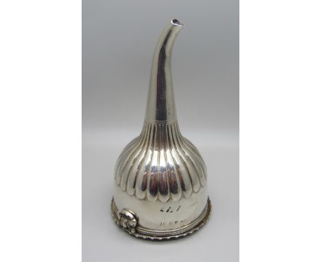 A George III silver wine funnel, London 1818, a/f 