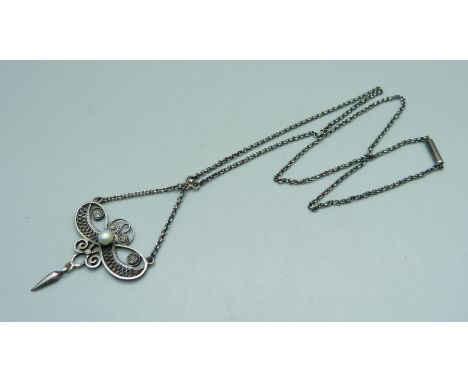 An Arts and Crafts silver and enamel necklet, (marked 930) 