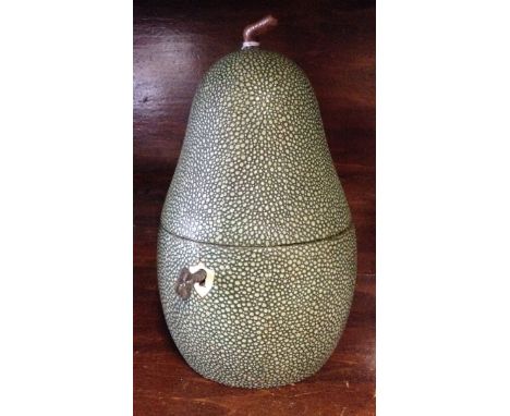 A Shagreen Tea Caddy, in the form of a Pear, 18 cms tall