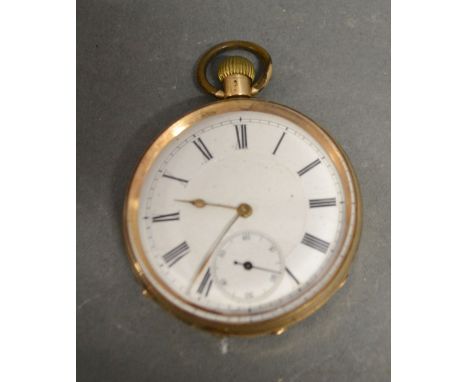 A 14ct. Gold Pocket Watch, the enamel dial with Roman numerals and subsidiary seconds dial