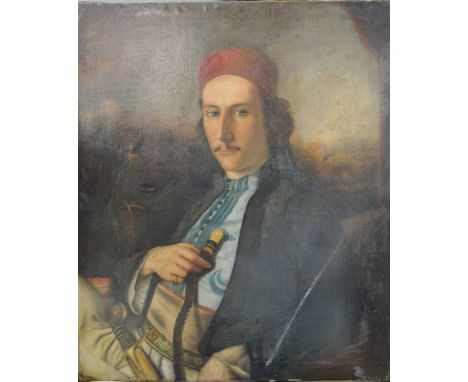 In the manner of William PetherHALF LENGTH PORTRAIT OF A TURKISH MANOil on canvas, 76 x 63 cms