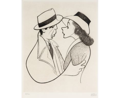  AL HIRSCHFELD (AMERICAN 1903-2003)   Casablanca , 1995 etching on paper plate size: 33 x 26.8 cm (13 x 10 1/2 in.) signed in
