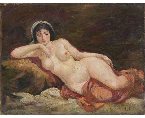  ALEXANDER BASHBEUK-MELIKIAN (ARMENIAN 1891-1966)   Reclining Nude ,  oil on canvas 35.2 x 44.5 cm (13 7/8 x 17 1/2 in.) sign